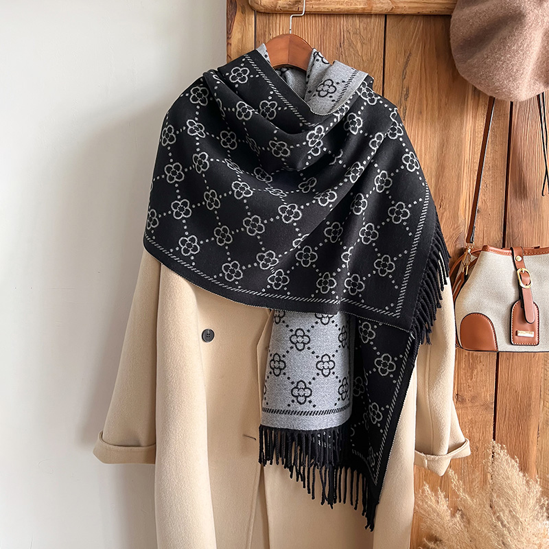Woven Scarf Blanket - Marken-Jacquard-Design, zweiseitiger Winterschal, Kaschmir, weich, warm,